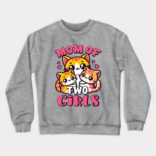 Mom of Two Cute Kawaii Kittens Family Pregnancy Announcement Crewneck Sweatshirt